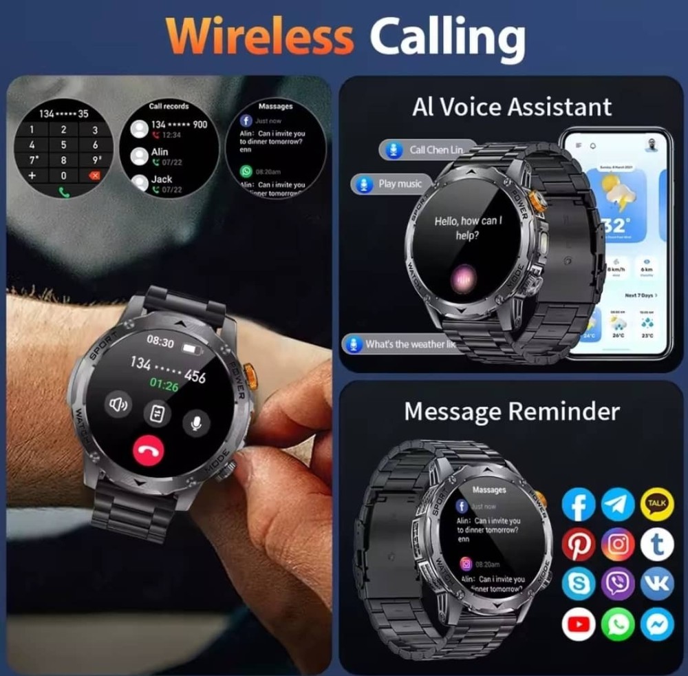 LIGE Smart Watch For Men, Black & White